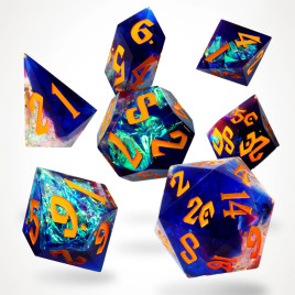 CritStones - Galactic Ember Sharp Edge Resin RPG Dice Set
