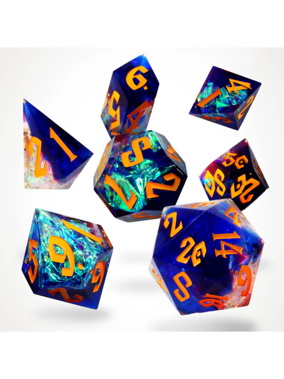 CritStones - Galactic Ember Sharp Edge Resin RPG Dice Set
