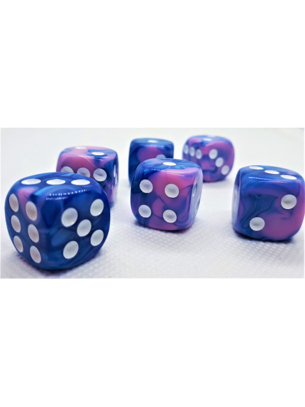 D6 Two Toned: Blue/Pink+White