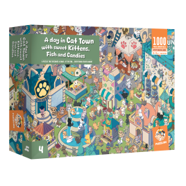A Day in Cat Town with sweet Kittens Fish & Candies Puzzle