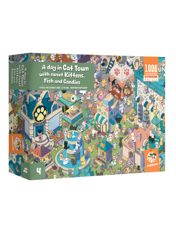 A Day in Cat Town with sweet Kittens Fish & Candies Puzzle