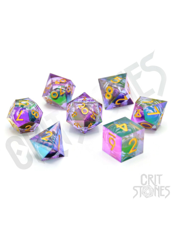 Eldritch Iris Electroplated Floating Eye RPG Dice Set
