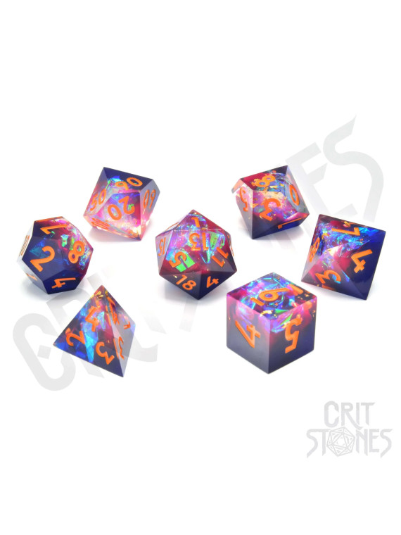 Galactic Ember Sharp Edge Resin RPG Dice Set