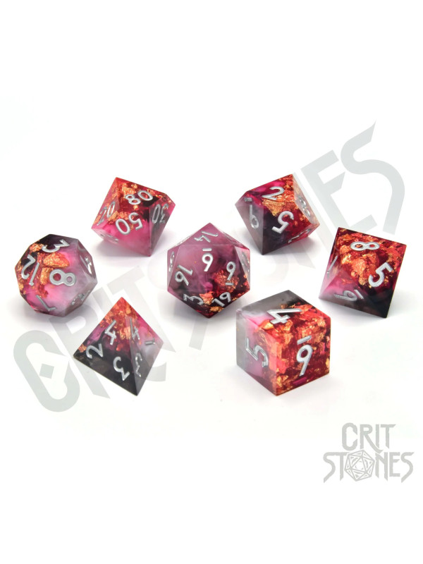 Ruby Rift Sharp Edge Resin RPG Dice Set